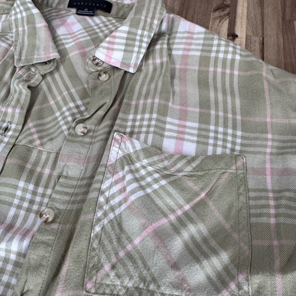 Sanctuary Olive and Blush Plaid Shirt - Picture 3 of 5